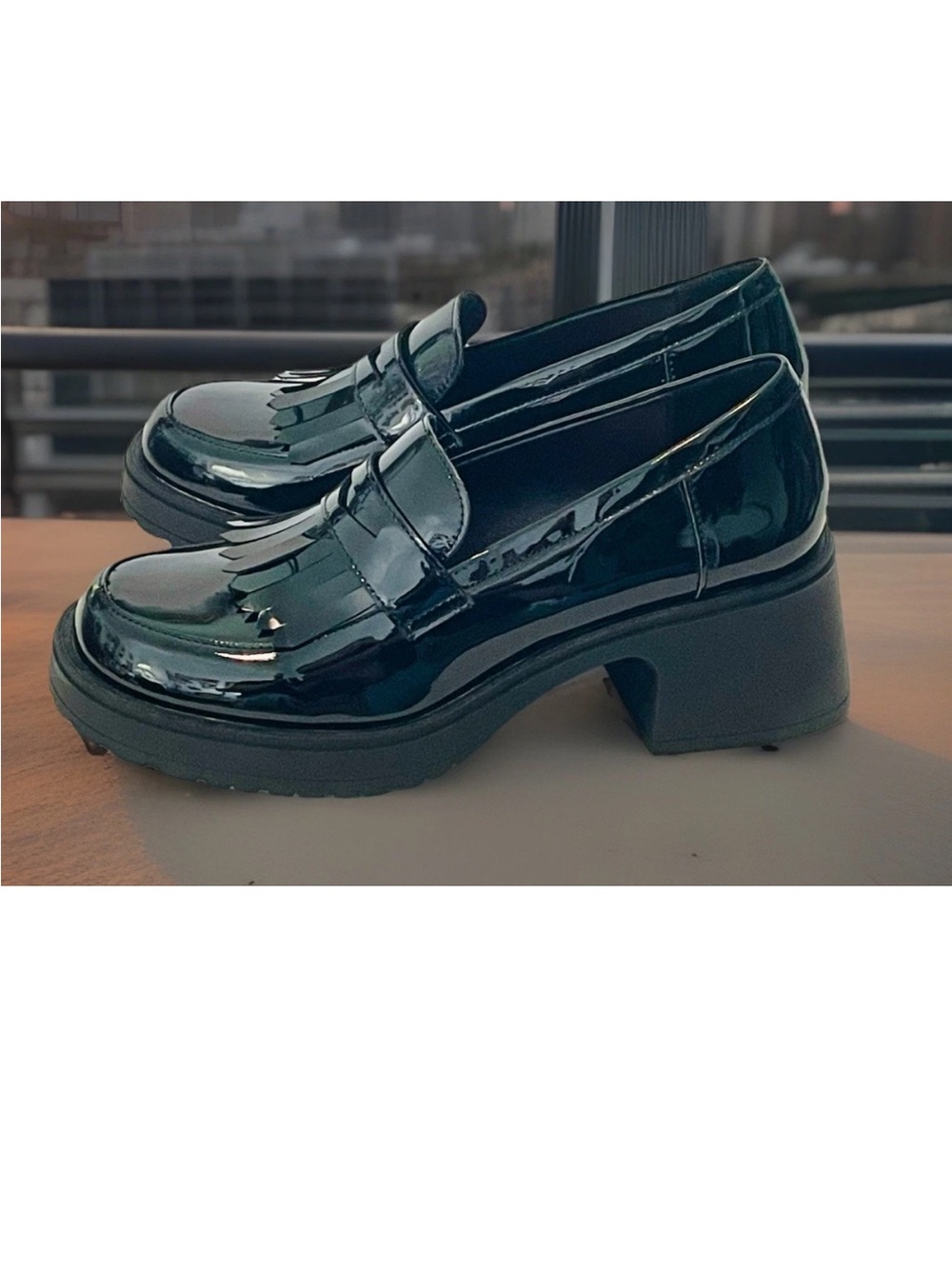 New! Dirty Laundry 1990 Shiny Black Patent  Platform Penny Loafer Creepers